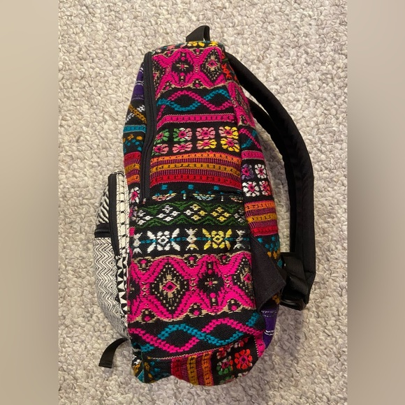 Boho backpack multicolor with black adjustable straps - Picture 3 of 9